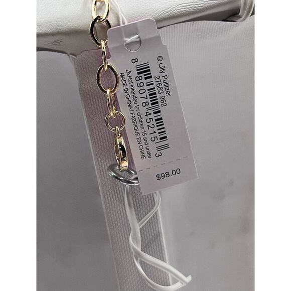 Lilly Pulitzer Triple Strand PINK Beaded GOLD HEART CHARM Love Necklace New - Picture 13 of 13